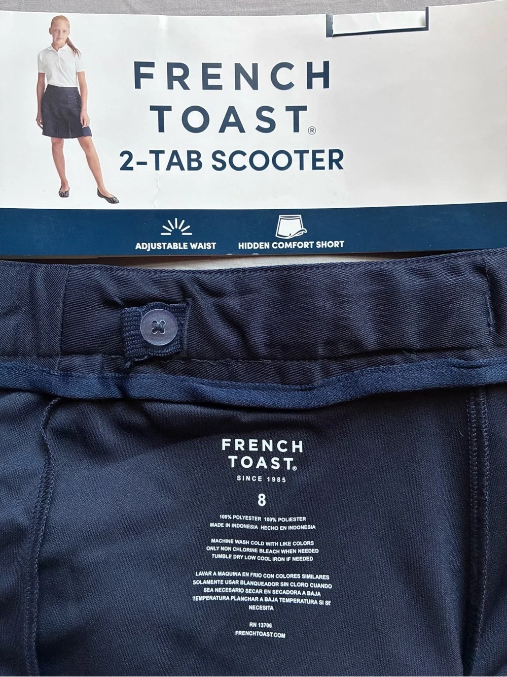 NEW French Toast size 8 Pleated Two-Tab Skort - Navy